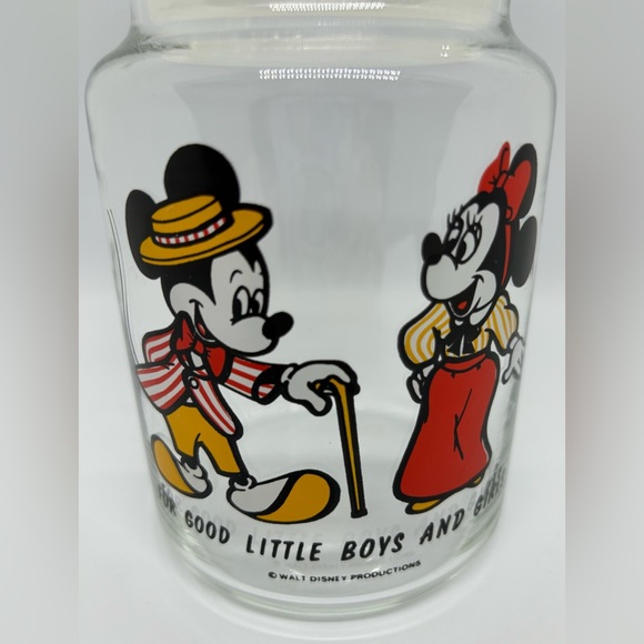 Vintage Mickey & Minnie Mouse Anchor Hocking Glass Candy Jar with Lid. - Picture 2 of 5